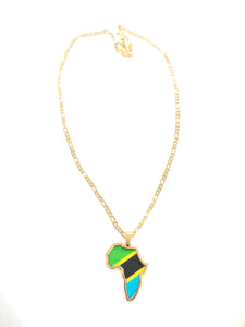 Tanzanian Flag African Map Necklace