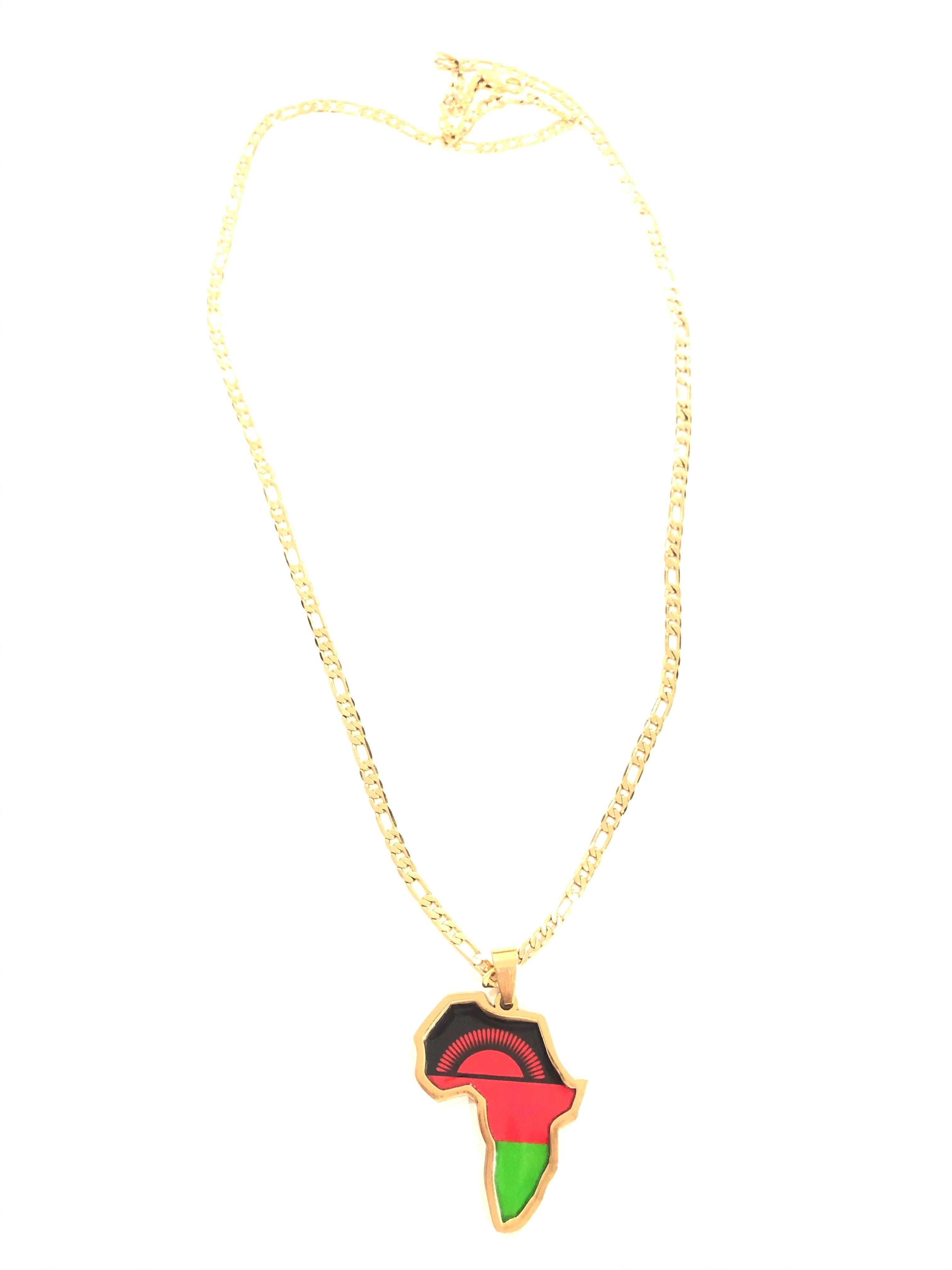 Malawian Flag African Map Necklace