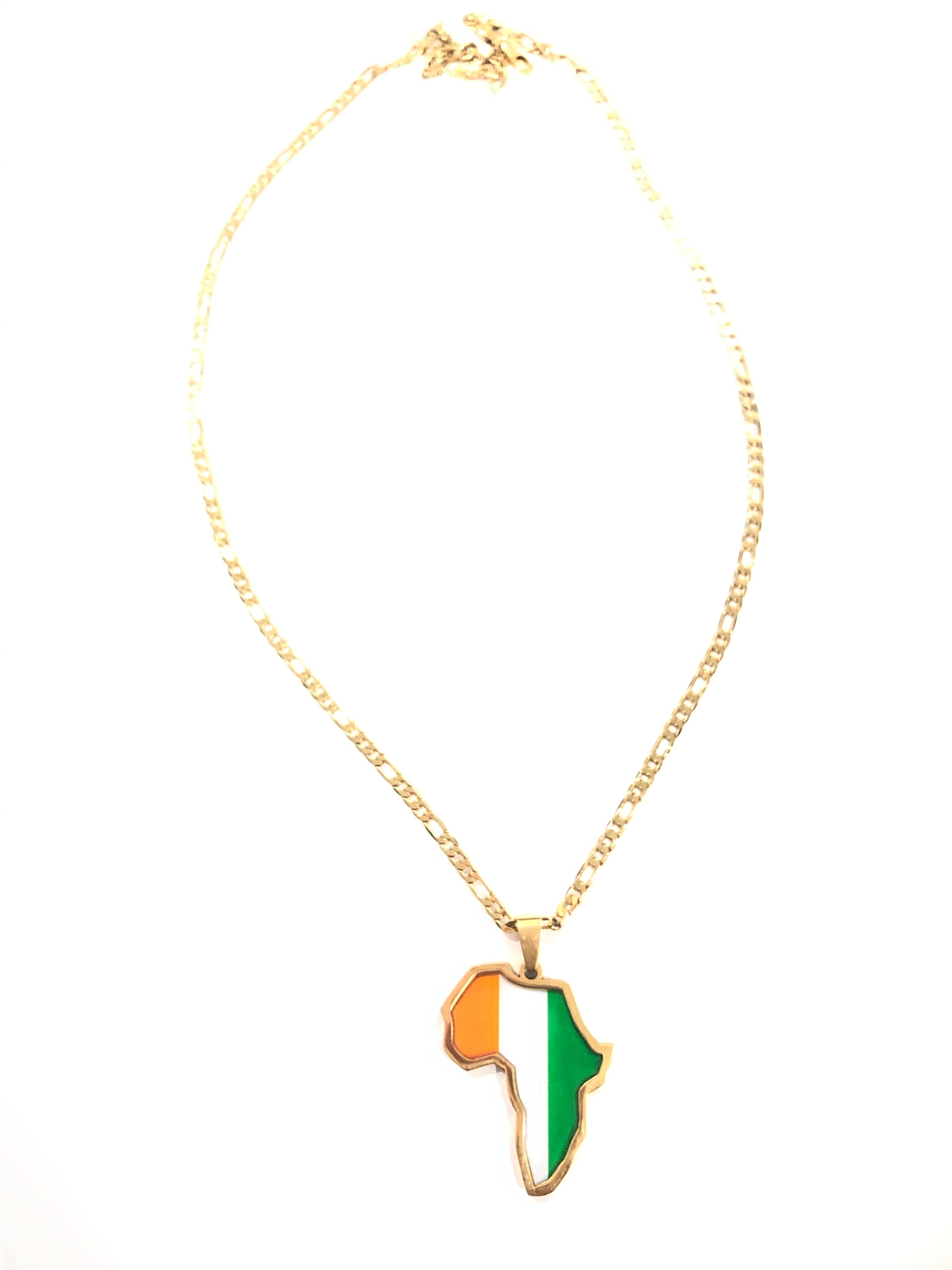 Ivorian Coast Flag African Map Necklace