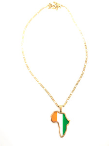 Ivorian Coast Flag African Map Necklace