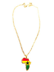 Ghanian Flag African Map Necklace