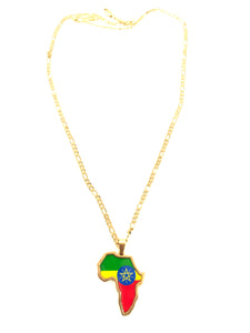 Ethiopian Flag African Map Necklace