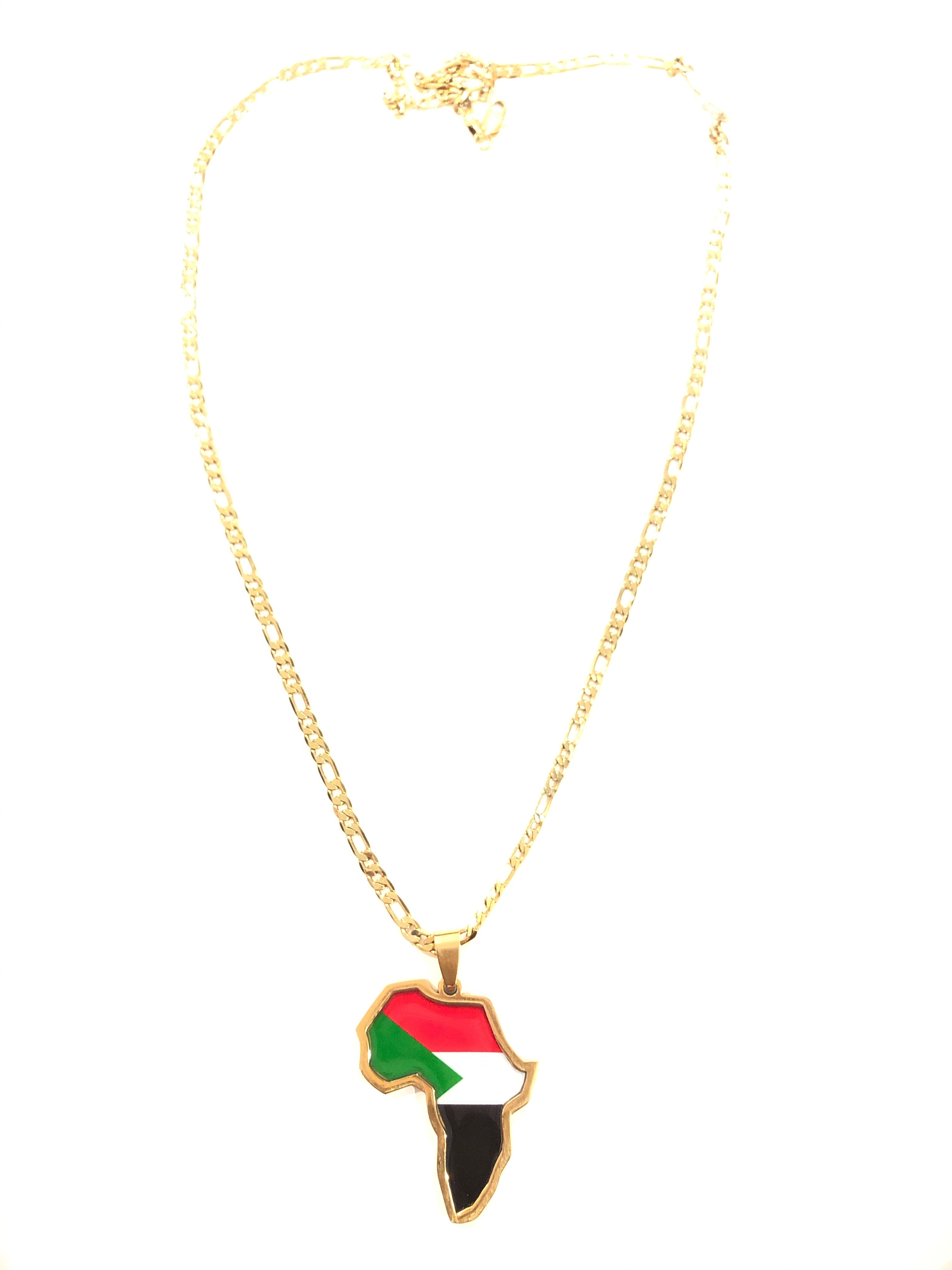 Sudanese Flag African Map Necklace