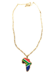 South African Flag African Map Necklace