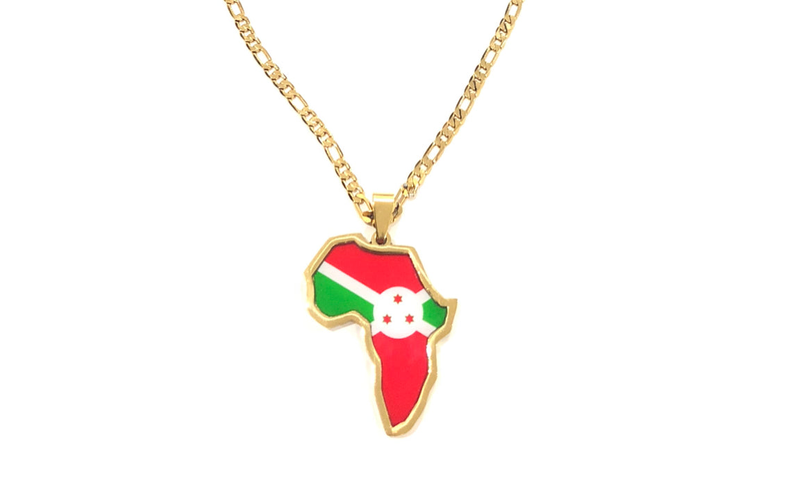 Burundian Flag African Map Necklace