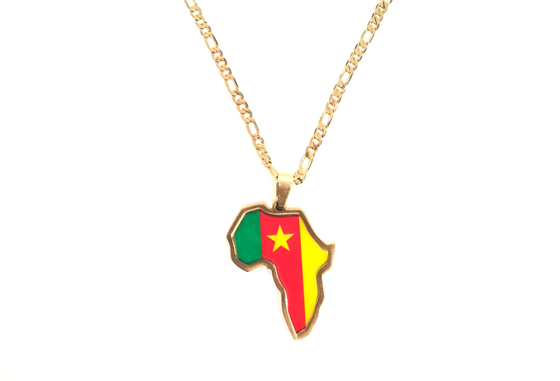 Cameroonian Flag African Map Necklace