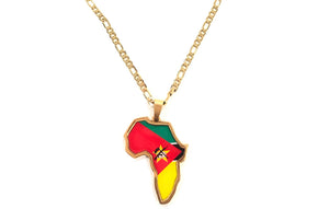 Mozambican Flag African Map Necklace