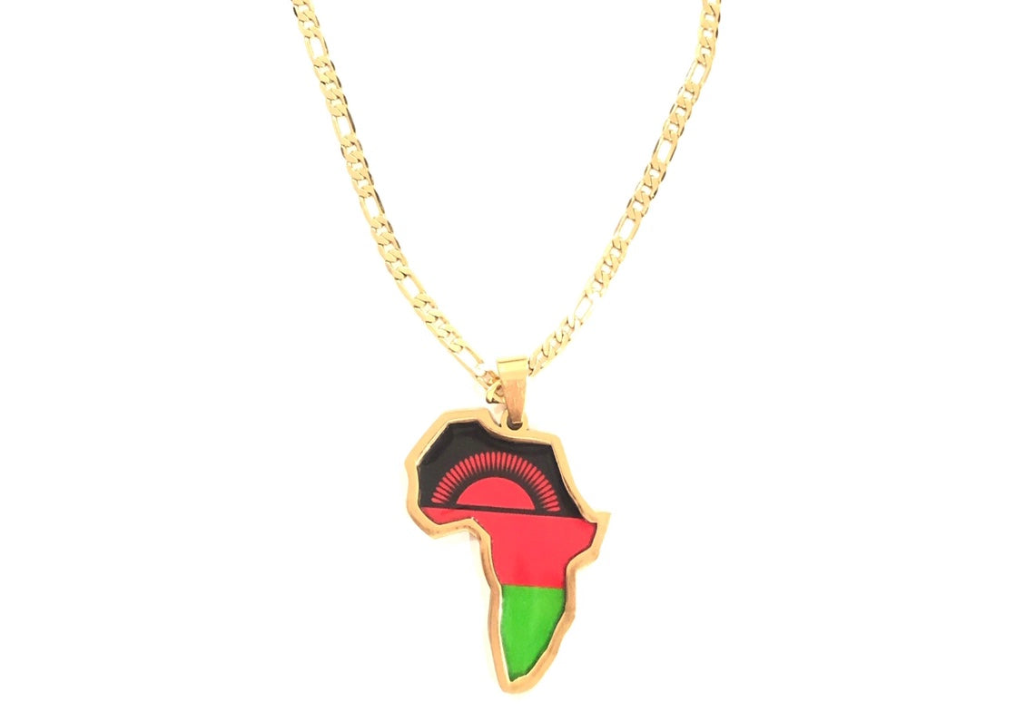 Malawian Flag African Map Necklace