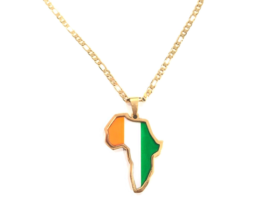 Ivorian Coast Flag African Map Necklace