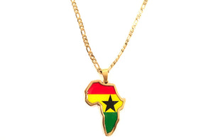 Ghanian Flag African Map Necklace