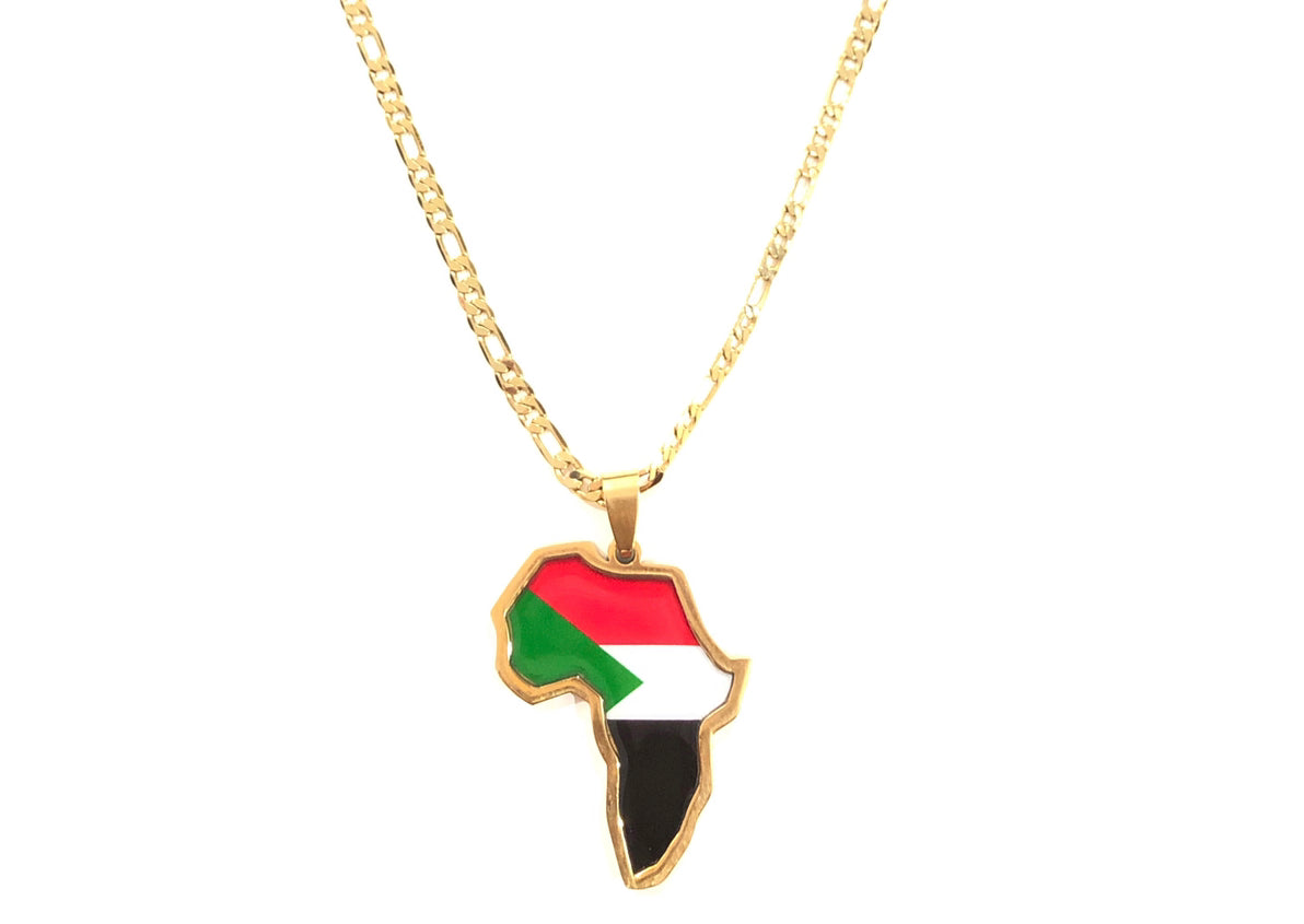 Sudanese Flag African Map Necklace