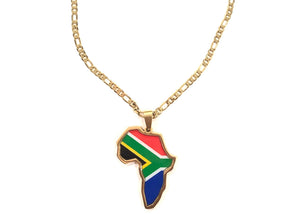 South African Flag African Map Necklace