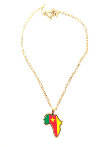 Cameroonian Flag African Map Necklace